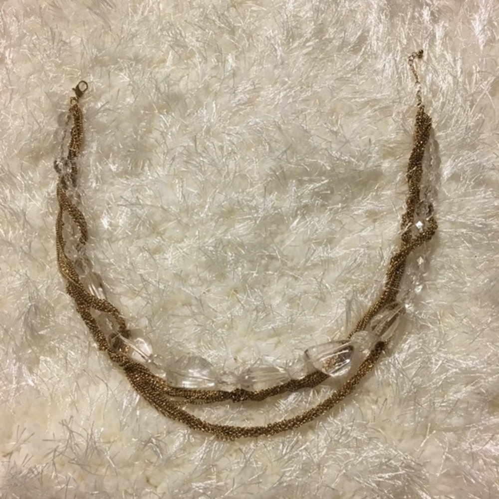 2 for $20-Gold & Clear Crystal Statement Necklace